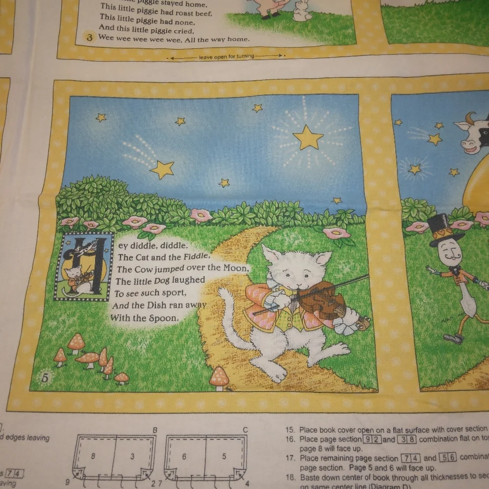 FABRIC Mary Engelbreit's Mother Goose Fabric Panel, new & Uncut, Adorable